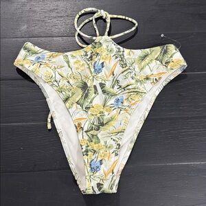 Abercrombie & Fitch Leaf Print High Waist High Leg Waist Toe Bikini Bottom